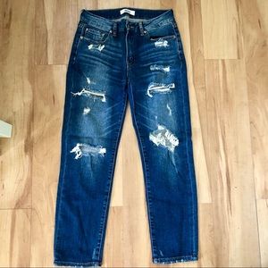 Distressed boyfriend jeans